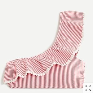 J.Crew One Shoulder Seersucker Bikini Top